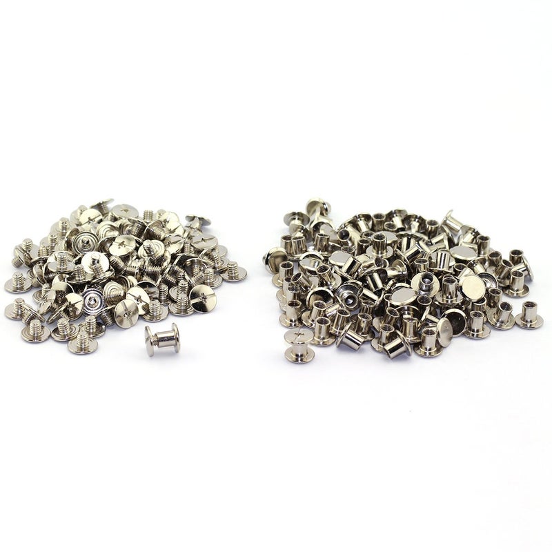LQ Industrial 120sets Chicago Screw Cross Head Phillips Drive Binding Screws Rivet Book Binding DIY Leather Craft Assembly Bolt 5x6mm Silver - Image 4
